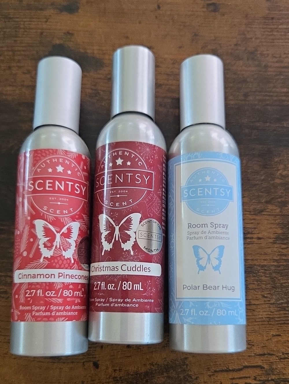 Scentsy Room Sprays - Cinnamon Pinecones, Christmas Cuddles & Polar Bear Hug